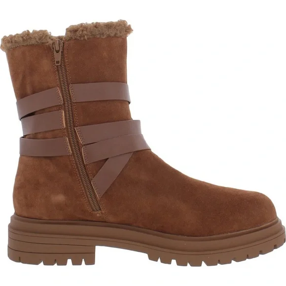 New Laurie Felt Womens Brown Suede Shearling Boots Shoes Ankle Booties Size 7.5 - Picture 4 of 6